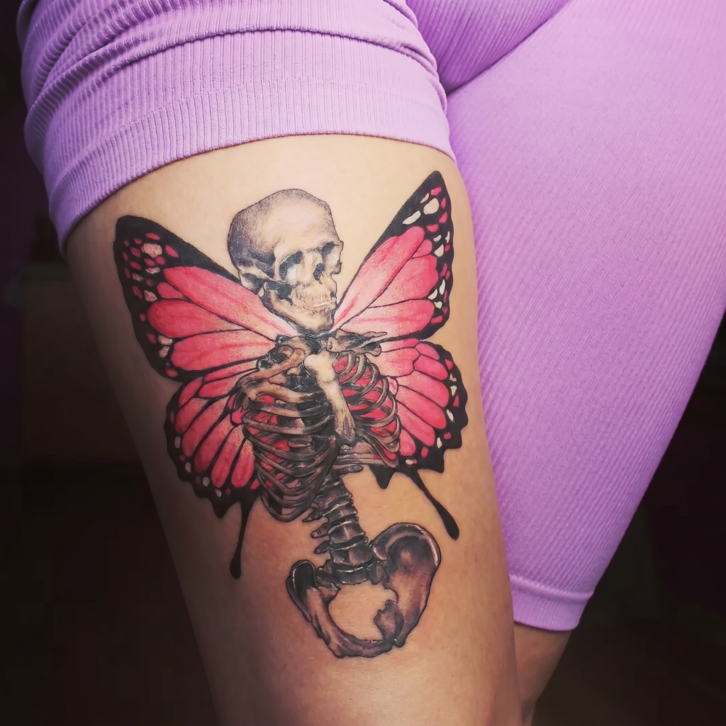 Color tattoo — Butterfly skeleton
